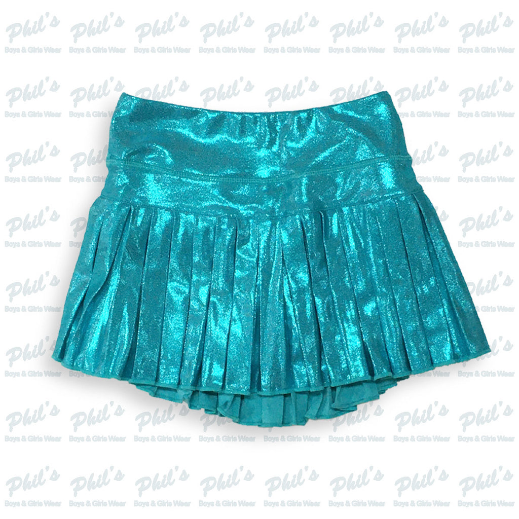 Turquoise Blue Shimmer Mini Pleat Skort