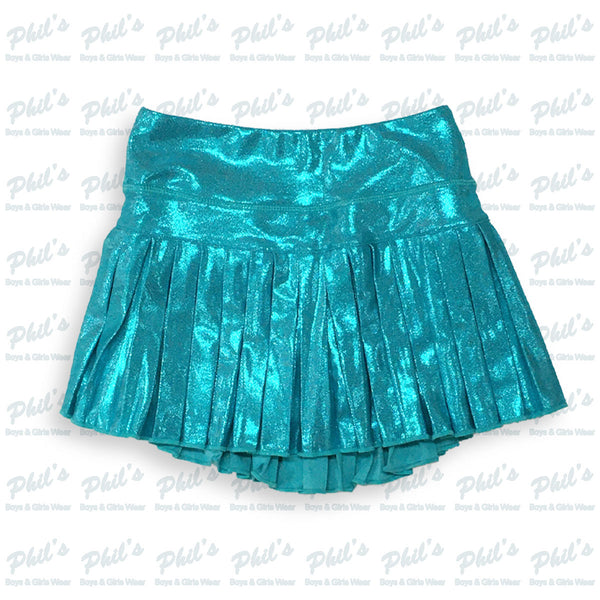 Turquoise Blue Shimmer Mini Pleat Skort