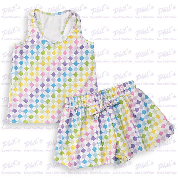 Rainbow Check Performance Tank