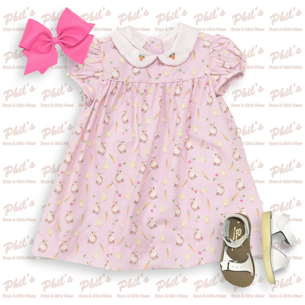 Bunny & Carrot Print Pink Dress