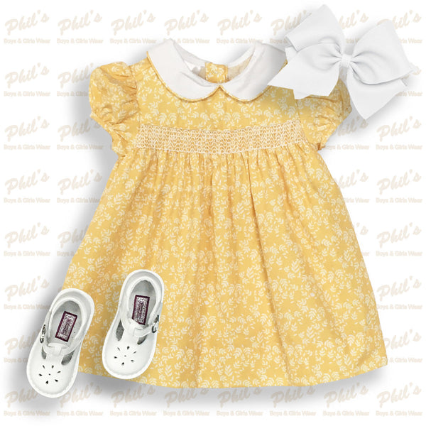 Mustard Floral Smock Dress