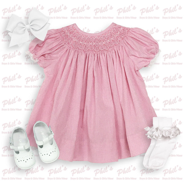 Pink Gingham Smock Dress