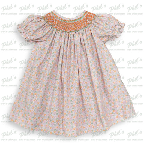 Lavender / Orange / Green Floral Smock Dress