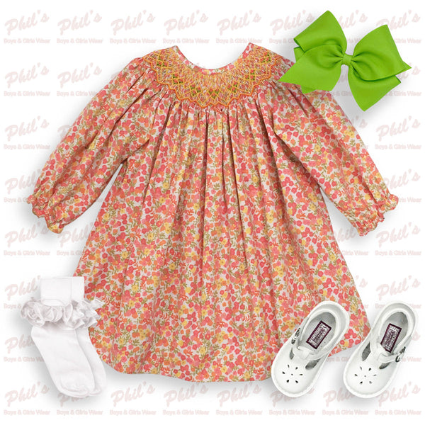 Pink / Orange / Yellow Floral Smock Dress