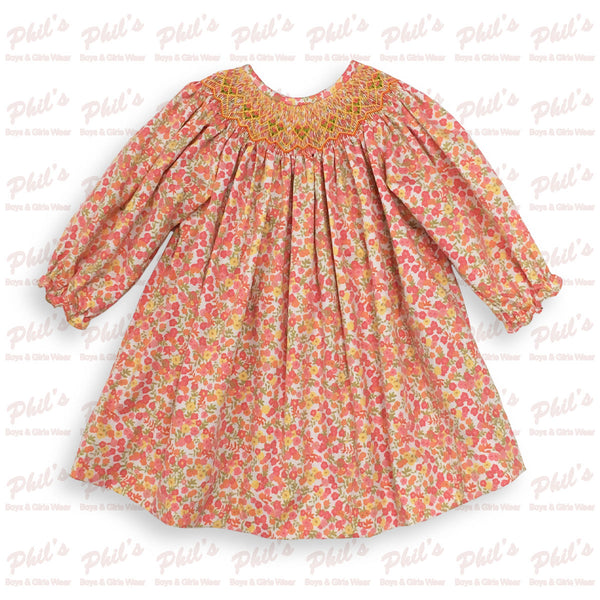 Pink / Orange / Yellow Floral Smock Dress