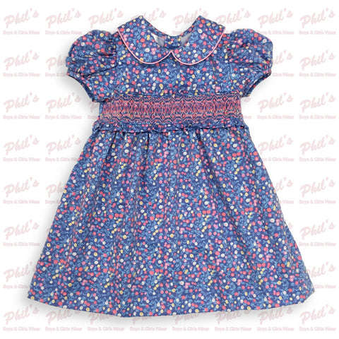 Floral Buds Blue Smock Dress