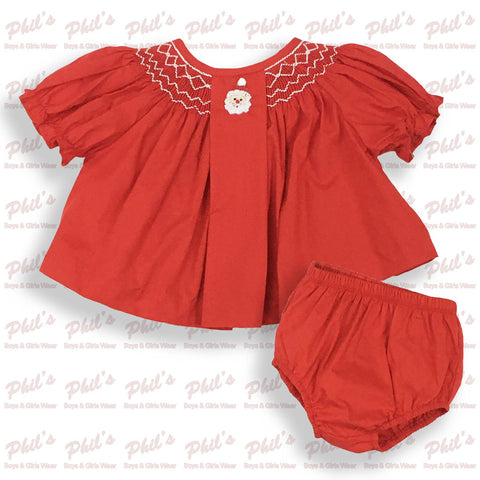 Santa Smocked Red Dress Set