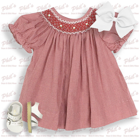 Red Gingham Smocked Dress