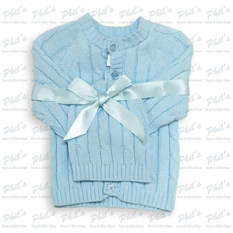 Baby Blue Cable Knit Sweater & Beanie Set