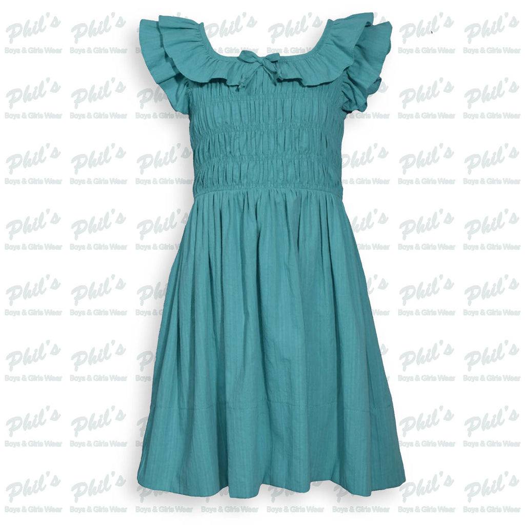 Teal Smocked Bodice Dress