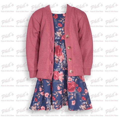 Rose Dress with Cardigan Set