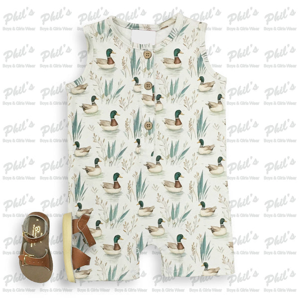 Baby Boys' Mallard Duck Printed Sleeveless Romper