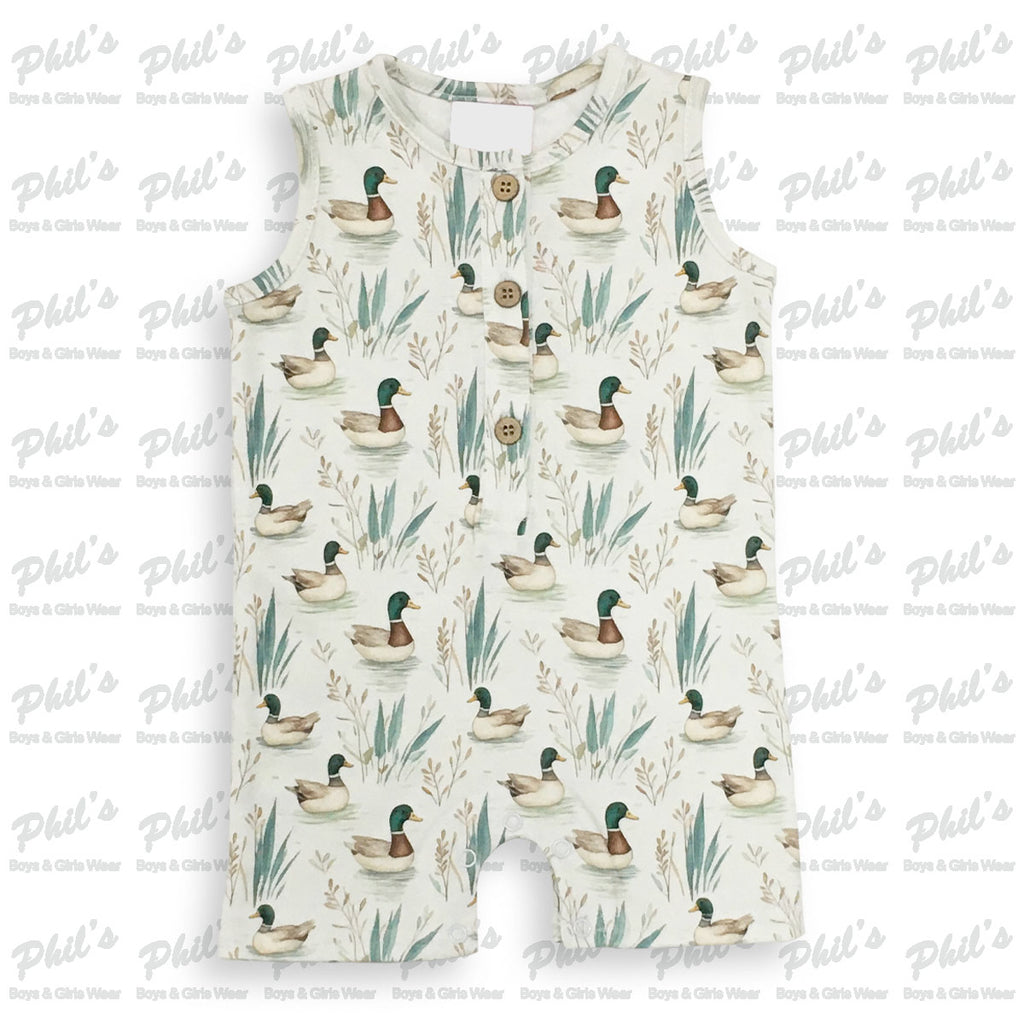 Baby Boys' Mallard Duck Printed Sleeveless Romper