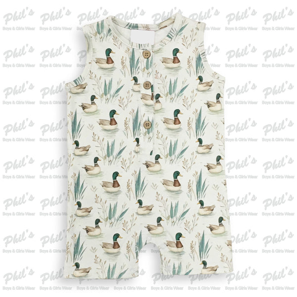 Baby Boys' Mallard Duck Printed Sleeveless Romper