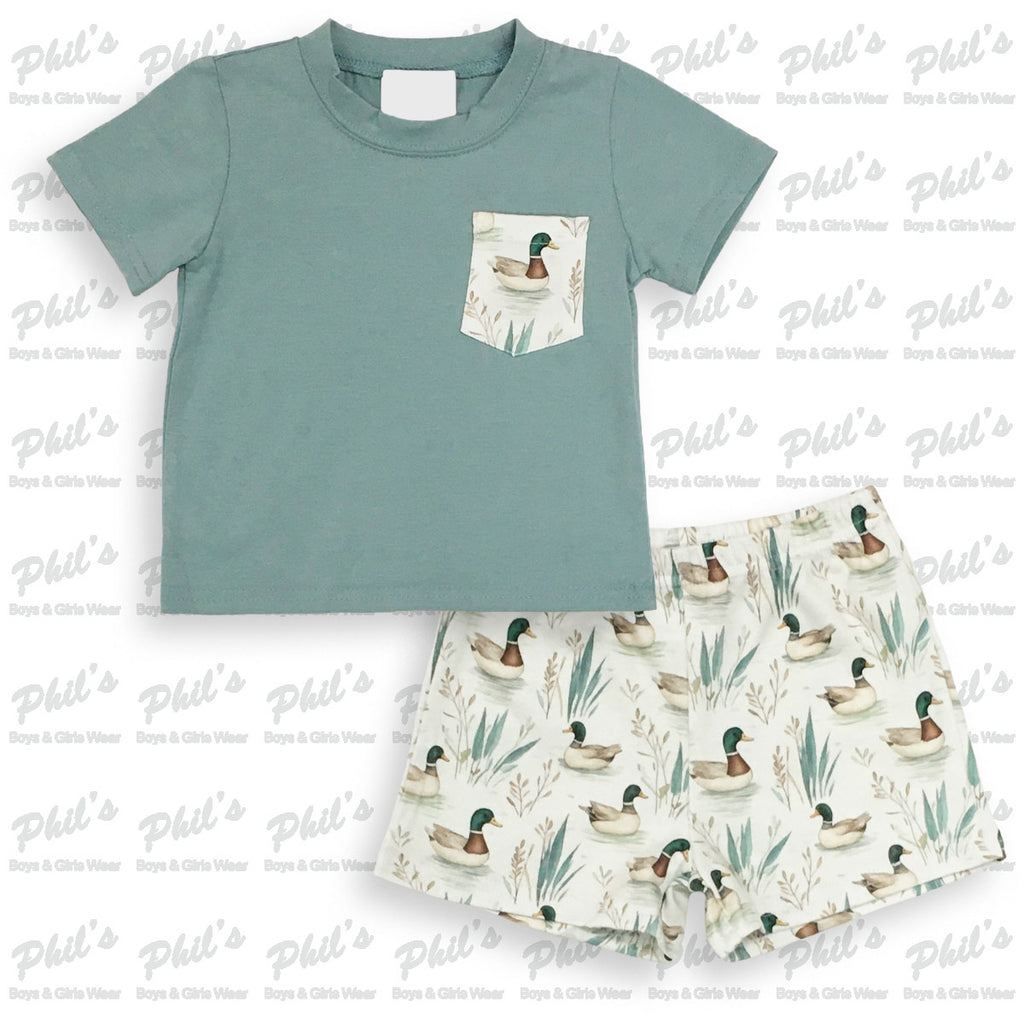 Boys' Mallard Duck Pocket Tee & Printed Short Set
