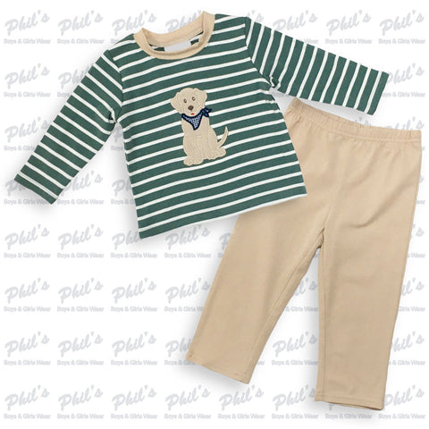 Puppy Appliqué Pant Set