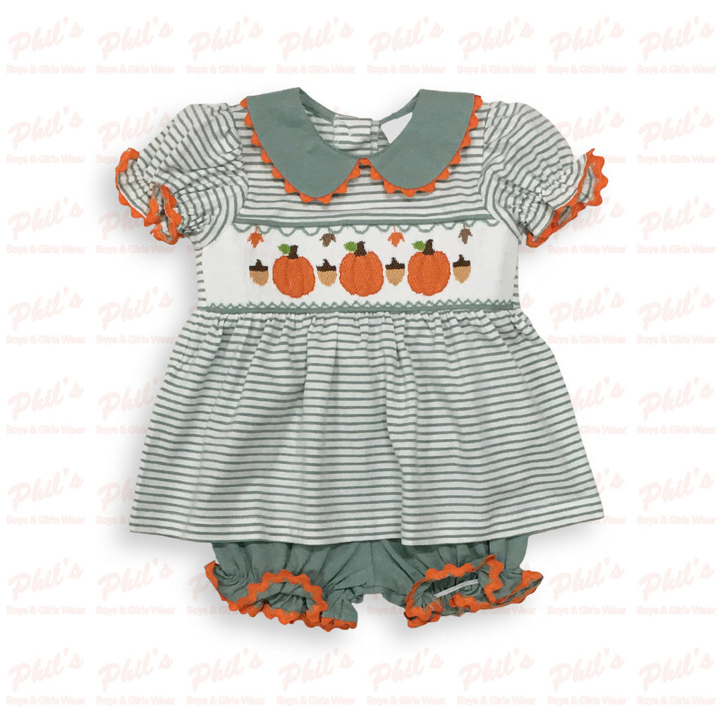 Baby Girls' Pumpkin Smocked Bloomer Set