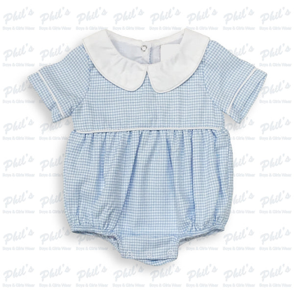 Blue Gingham Bubble w/ White Collar