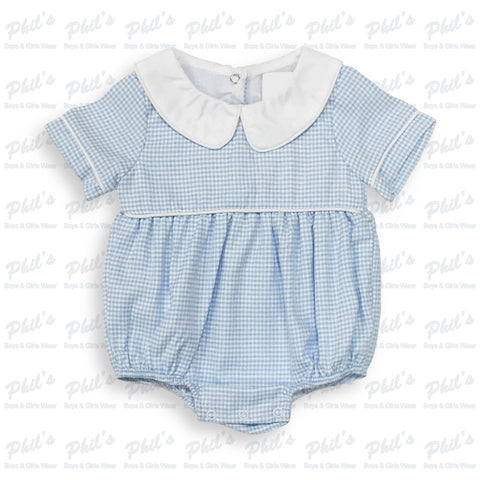 Blue Gingham Bubble w/ White Collar