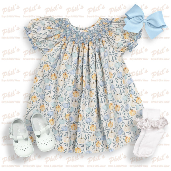 Pumpkin Print Smock Dress