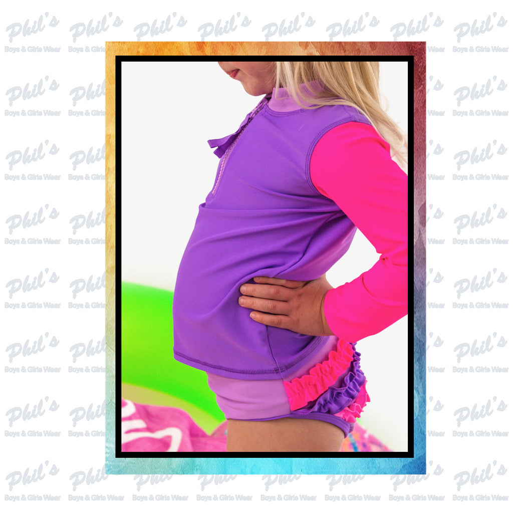 Neon Color Block Rash Guard Tankini