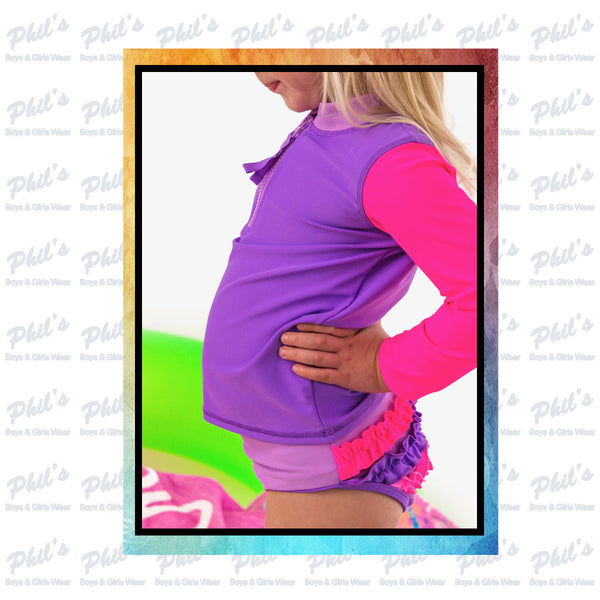 Neon Color Block Rash Guard Tankini