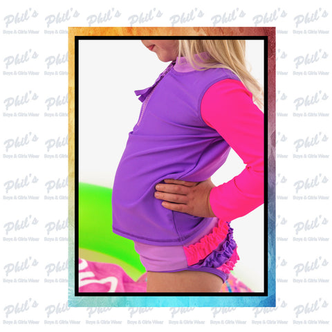 Neon Color Block Rash Guard Tankini