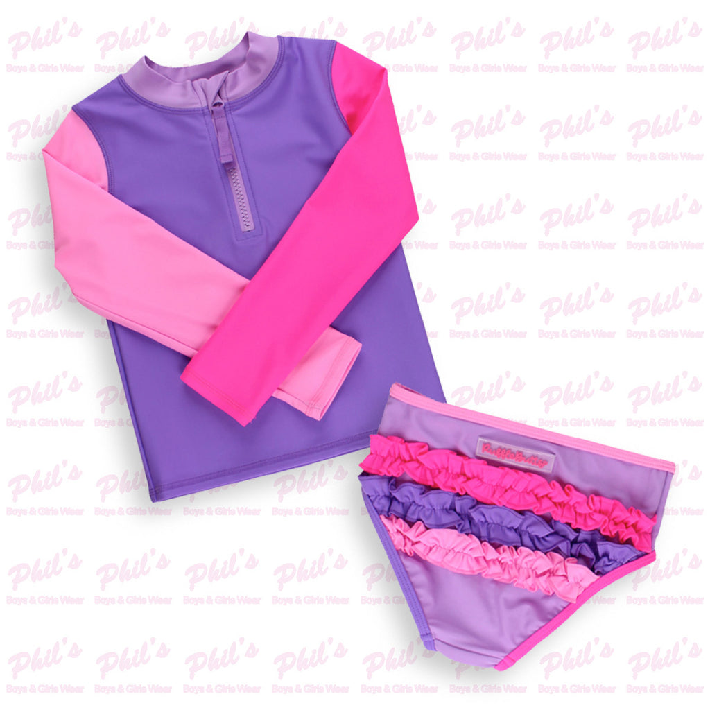 Neon Color Block Rash Guard Tankini