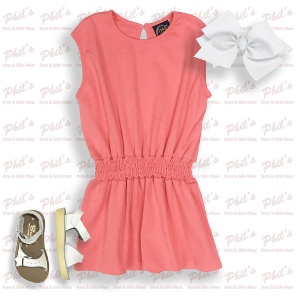 Coral Smock Waist Dress