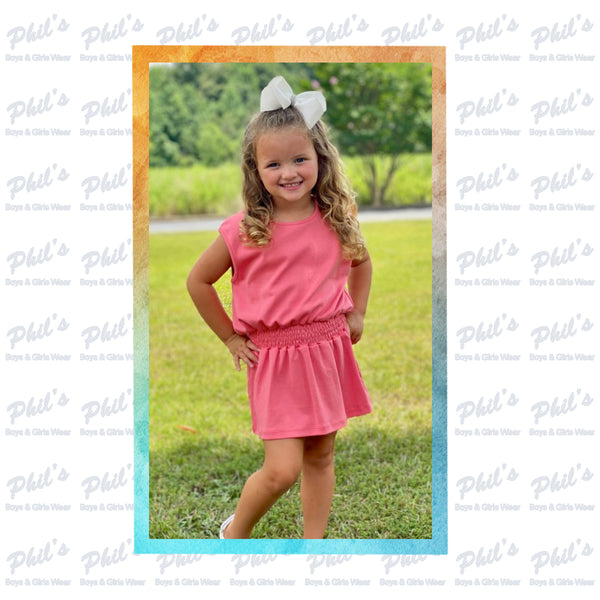 Coral Smock Waist Dress