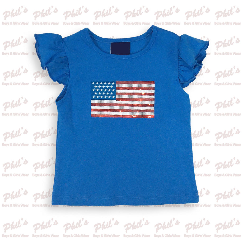 American Flag Sequin Ruffle Top