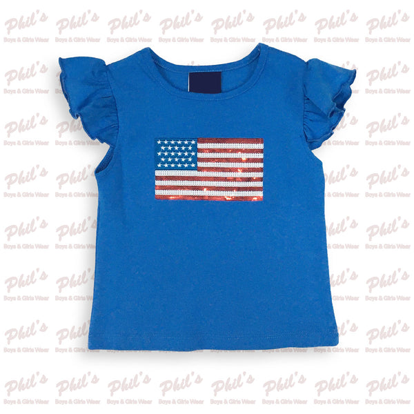 American Flag Sequin Ruffle Top