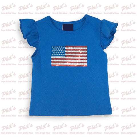 American Flag Sequin Ruffle Top