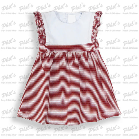 Maroon Stripe Ruffle Dress