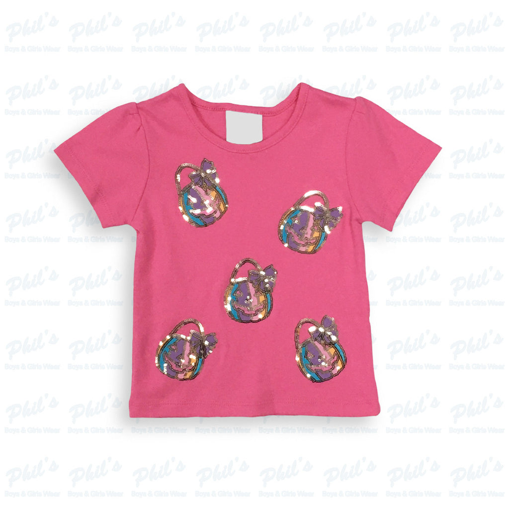 Girls' Hot Pink Sequin Jack-O-Lantern T-Shirt