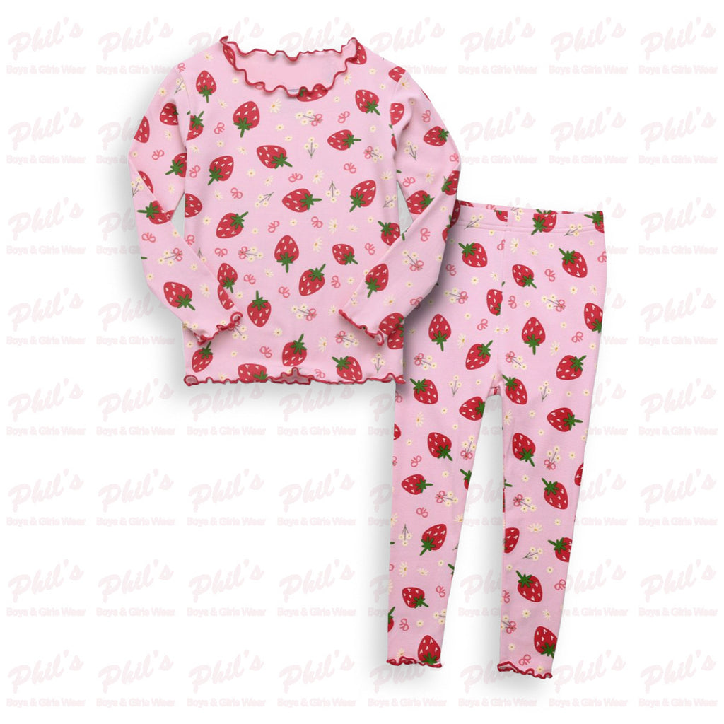 Girls' Strawberry Printed Bamboo Pajama