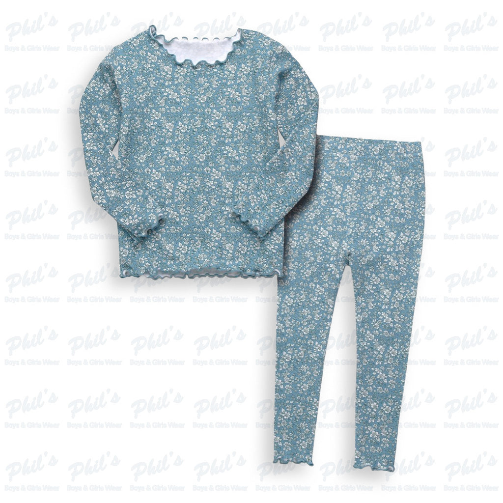 Girls' Teal Floral Bamboo Pajama