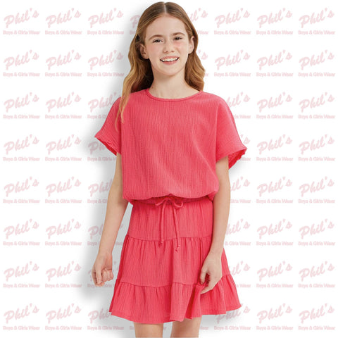 Pink Textured Skirt Set