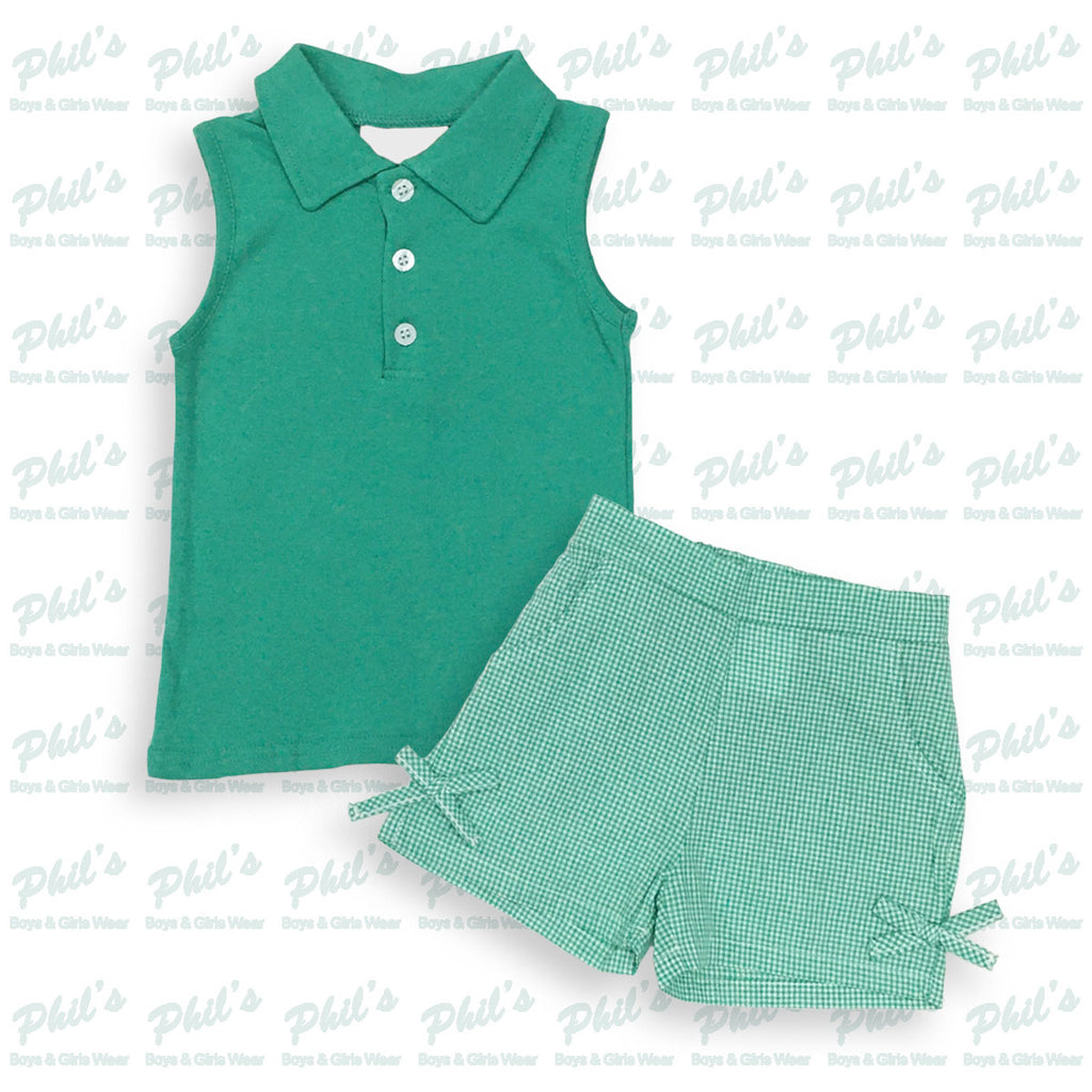 Green Gingham Short Set