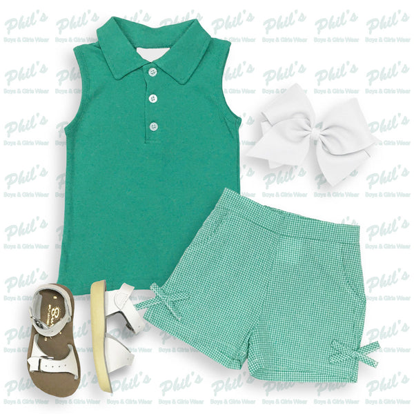 Green Gingham Short Set