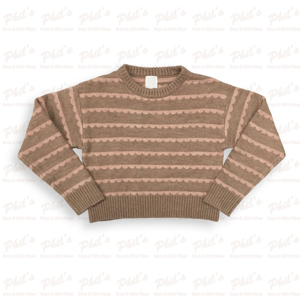 Tween Girls' Brown Stripe Sweater