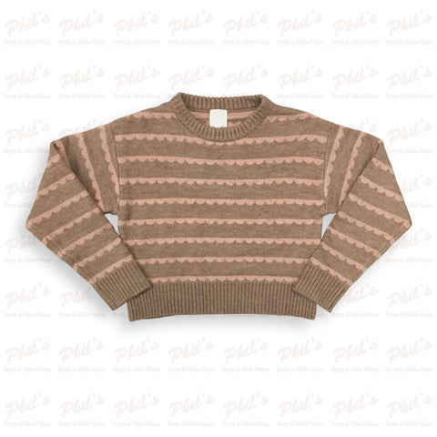Tween Girls' Brown Stripe Sweater