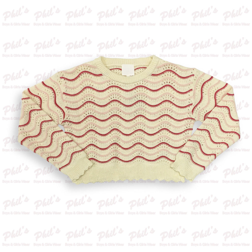 Tween Girls' Cream & Pink Sweater