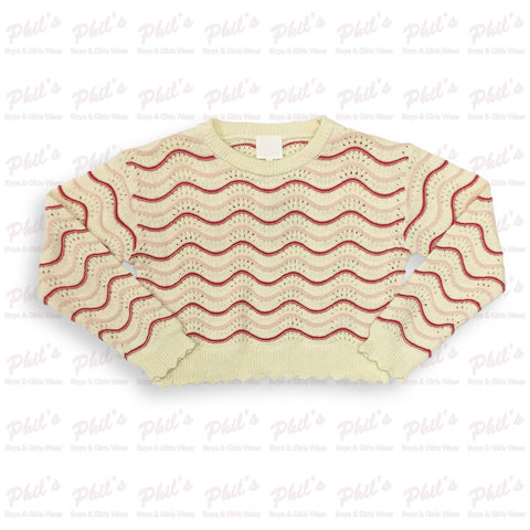 Tween Girls' Cream & Pink Sweater