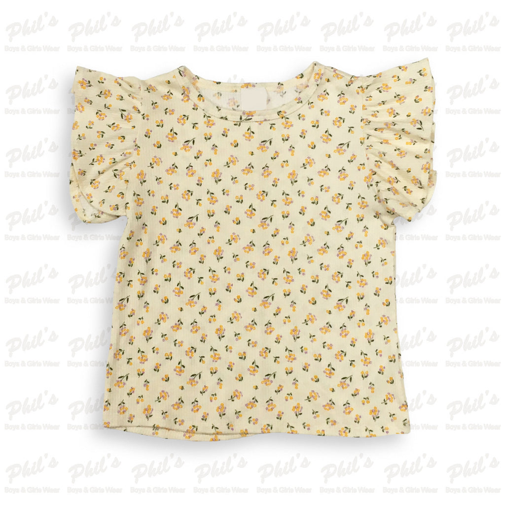 Tween Girls' Yellow Floral Printed Top