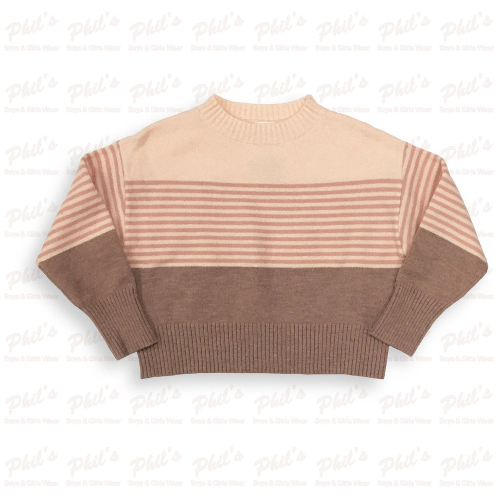 Tween Girls' Peach Color Block Sweater
