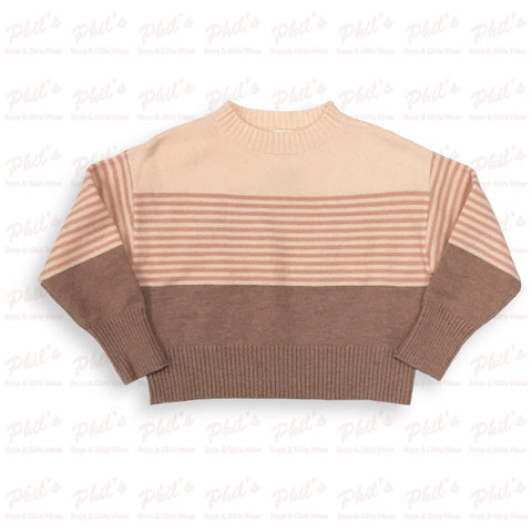 Tween Girls' Peach Color Block Sweater