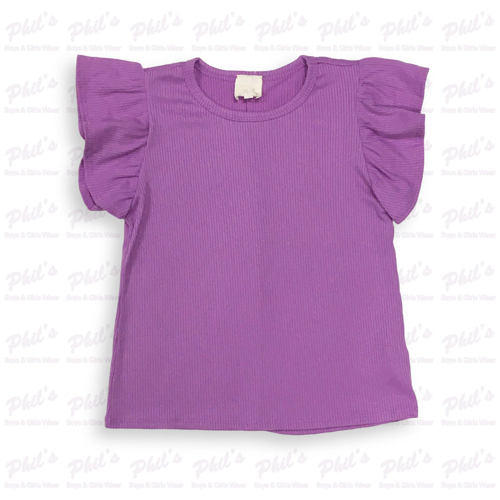 Tween Girls' Purple Flutter Sleeve Top