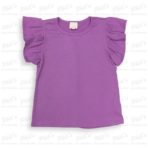 Tween Girls' Purple Flutter Sleeve Top