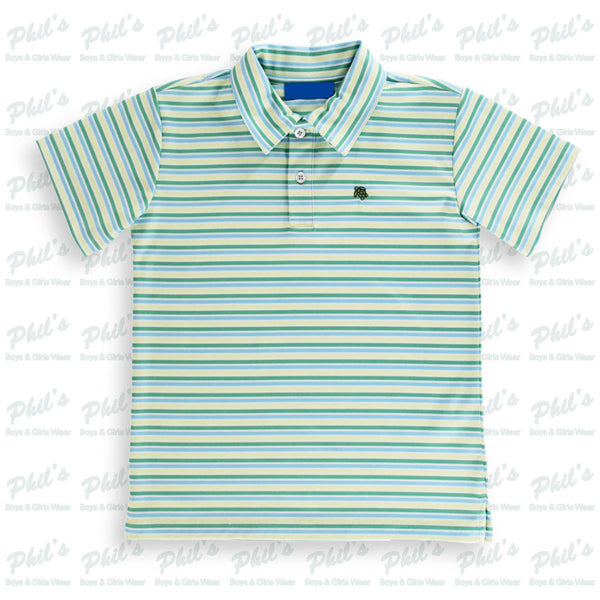 Green / Yellow / Blue Stripe Performance Polo